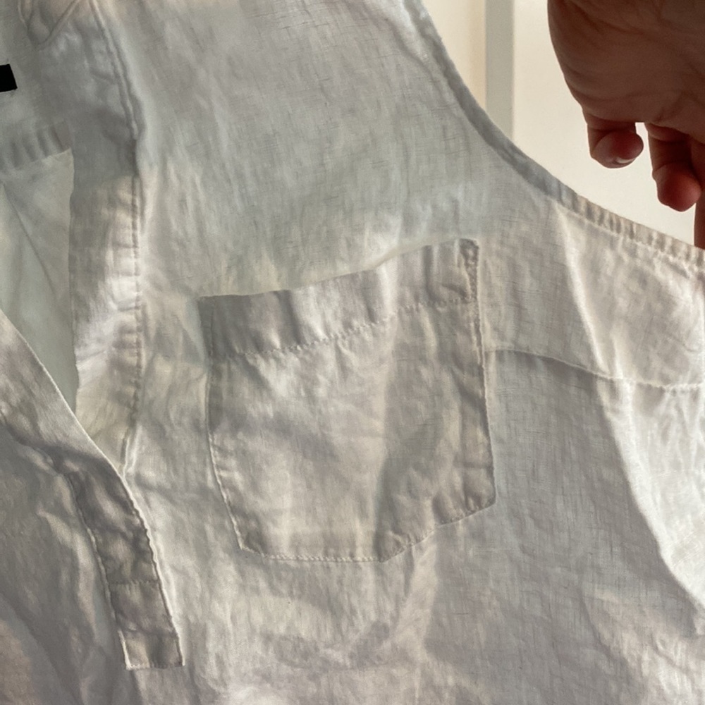 Gap 100% Linen White Notch Neck Tunic EUC - Picture 6 of 12